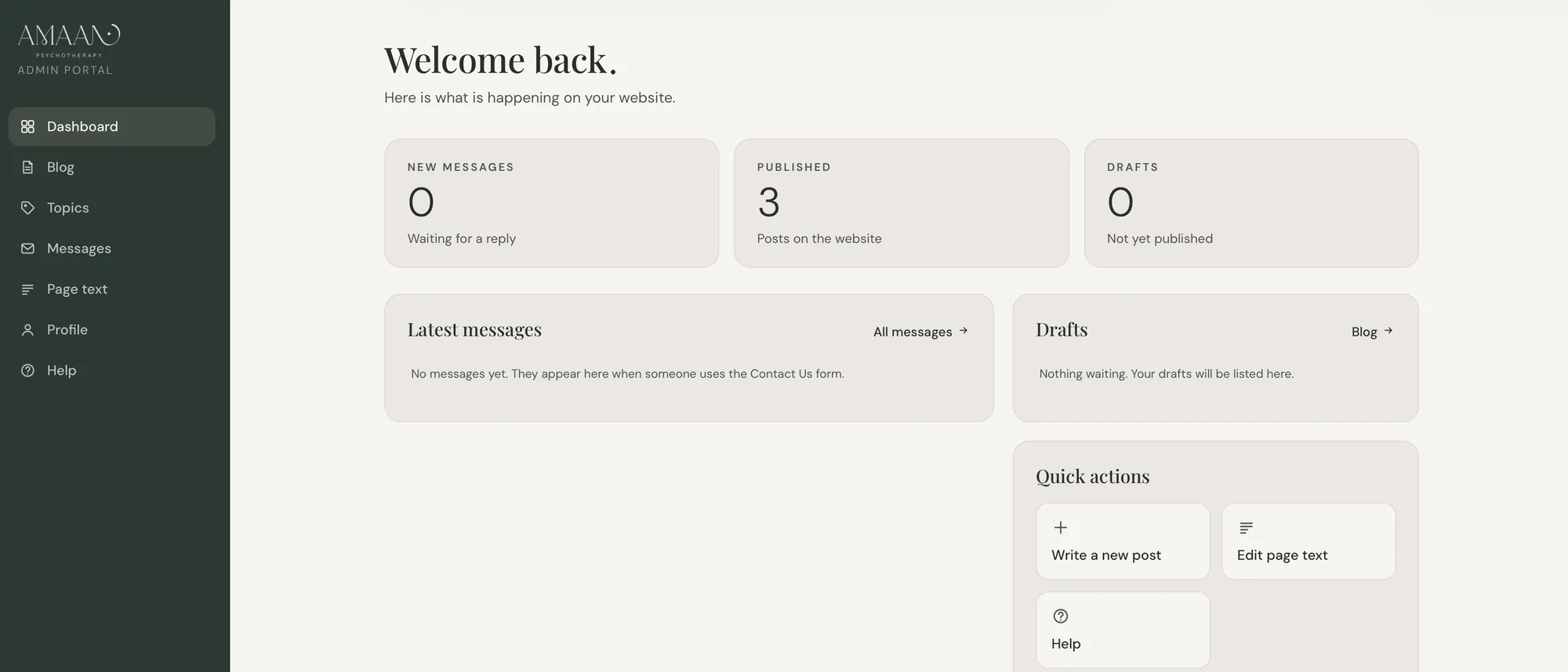 The Amaan admin dashboard